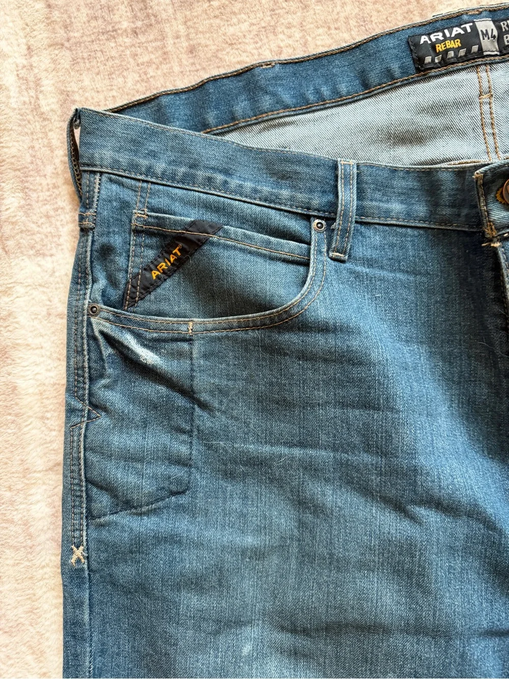 Ariat Rebar M4 Relaxed Boot Cut Jeans Mens 42x32 Med. Wash Work Denim Loop Lock
